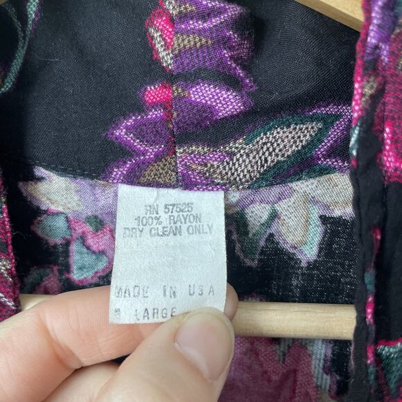 Vintage Floral Rayon Blazer Womens Size Large Made In The USA unbranded - Picture 3 of 6